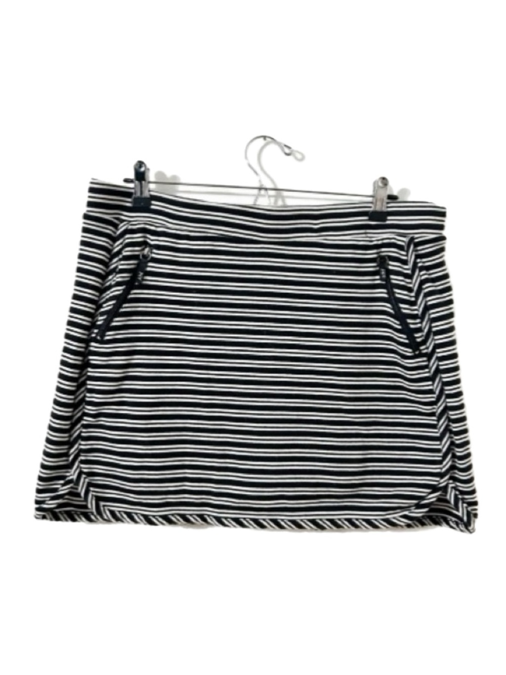 Jones New York Signature Striped Print Cotton Skort Front Slash Pockets Zippers